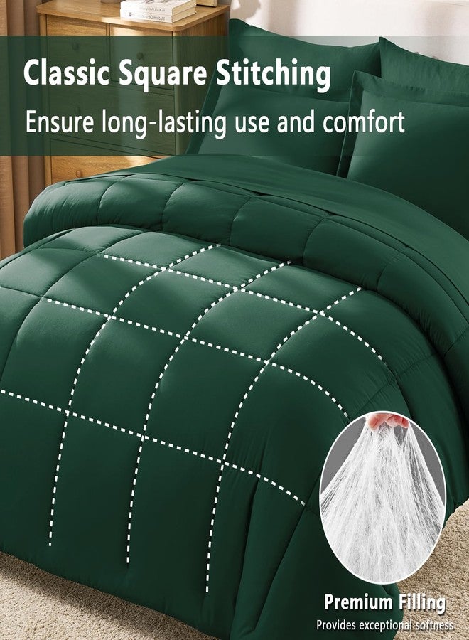 CozyLux Emerald Green King Size Comforter Set with Sheets - 7 Pieces Bed in a Bag, King Bedding Sets Bed Set for All Season with Comforter, Flat Sheet, Fitted Sheet, Pillowcases & Pillow Shams - Image 4