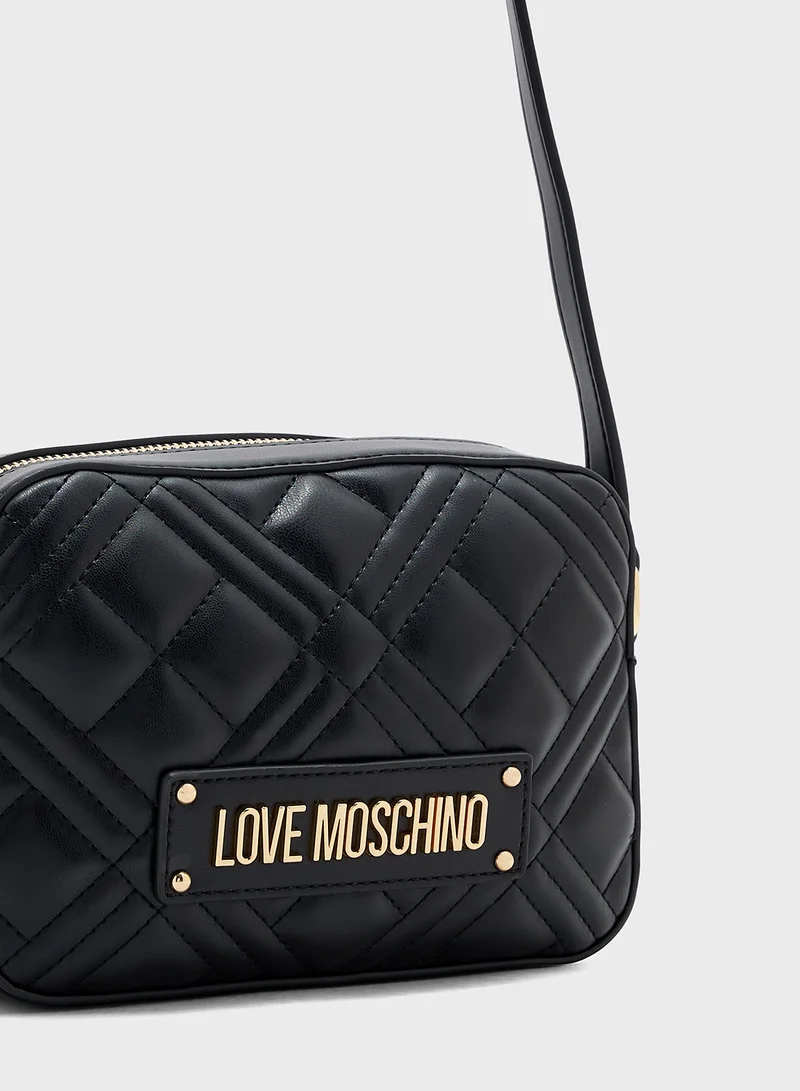 Love Moschino Logo Detailed Zip Over Crossbody