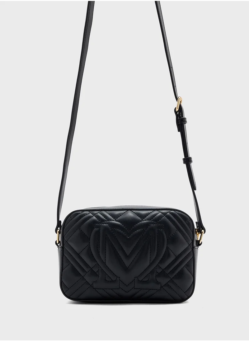 Love Moschino Logo Detailed Zip Over Crossbody