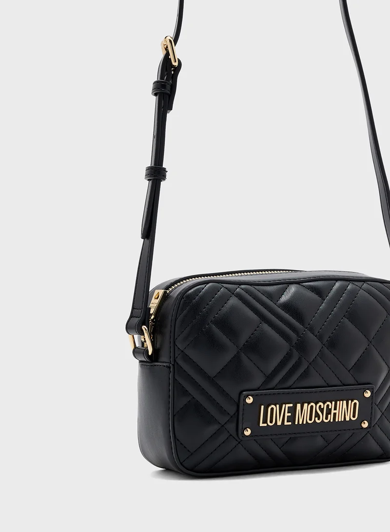 Love Moschino Logo Detailed Zip Over Crossbody