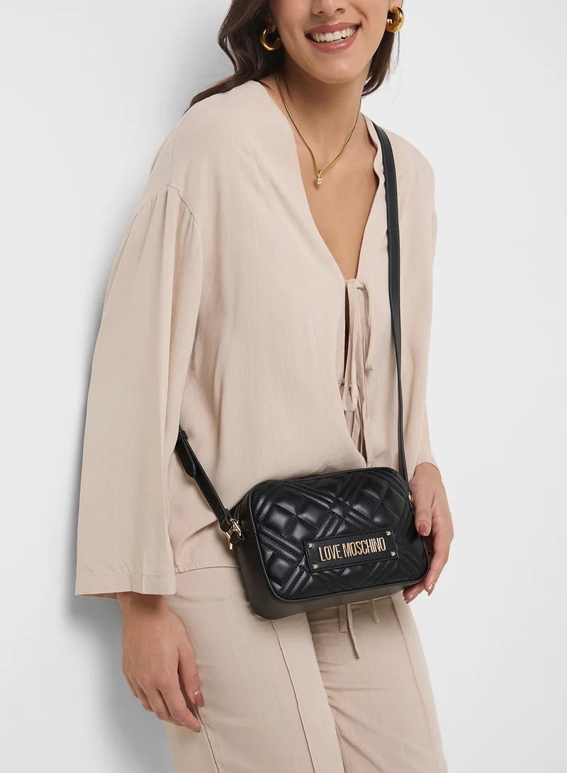 Love Moschino Logo Detailed Zip Over Crossbody