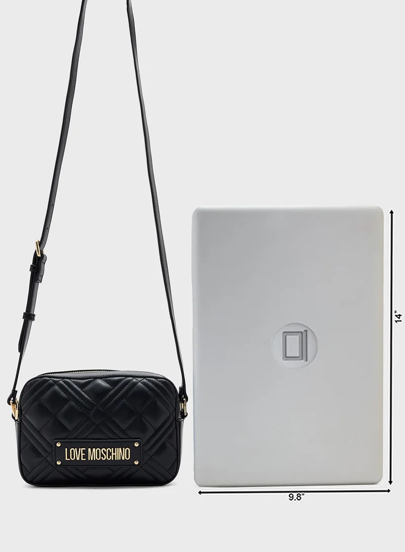 Love Moschino Logo Detailed Zip Over Crossbody