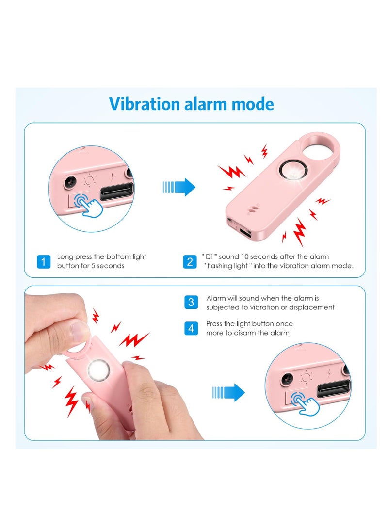 Personal Safety Alarm for Women - USB Rechargeable Self Defense Keychain Set Alarm for Kids Elderly -135dB Loud Alarm 2 Alarm Modes with Multi-functional Flashing LED Light Portable To Wear - Image 4