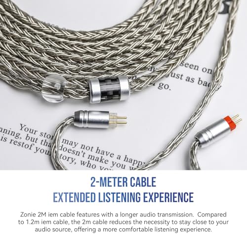 Linsoul كابل Linsoul Tripowin Zonie IEM، بطول 2م، كابل سماعة أذن مطلي بالفضة 16 نواة، سلك مراقبة داخل الأذن لموسيقيي الصوتيات (2 دبوس مغمور) - Image 3