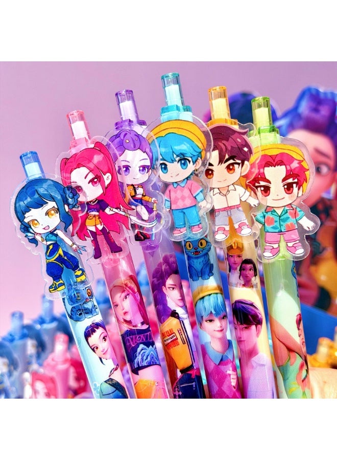 Kpop شيطان Hunterx قلم الكرة 6 حزمة، لطيف قلم الكرة القابلة للسحب لمشجعي الصيادين هدية لوازم المكتب، حفل عيد الميلاد يفضل الجوائز - Image 5