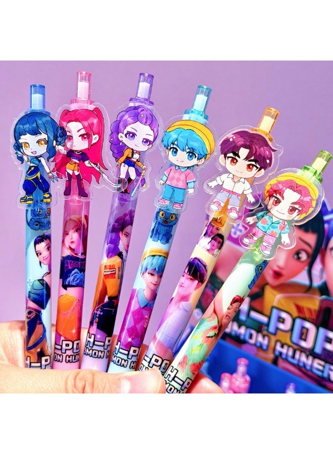 Kpop شيطان Hunterx قلم الكرة 6 حزمة، لطيف قلم الكرة القابلة للسحب لمشجعي الصيادين هدية لوازم المكتب، حفل عيد الميلاد يفضل الجوائز - Image 1