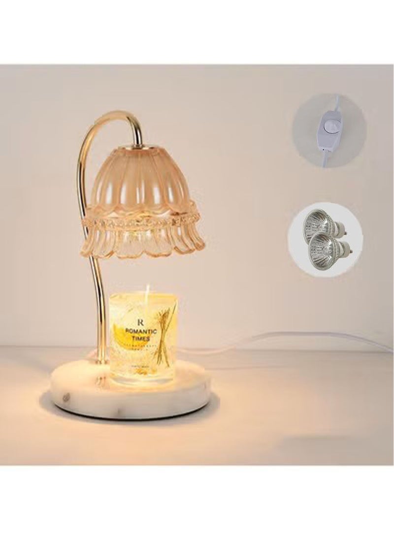 GT-Wheel Candle Warmer Lamp with Dimmer and 2 Bulbs Crystal Flower Shade Candle Wax Melter Adjustable Heat for Small & Large Jars - Image 1