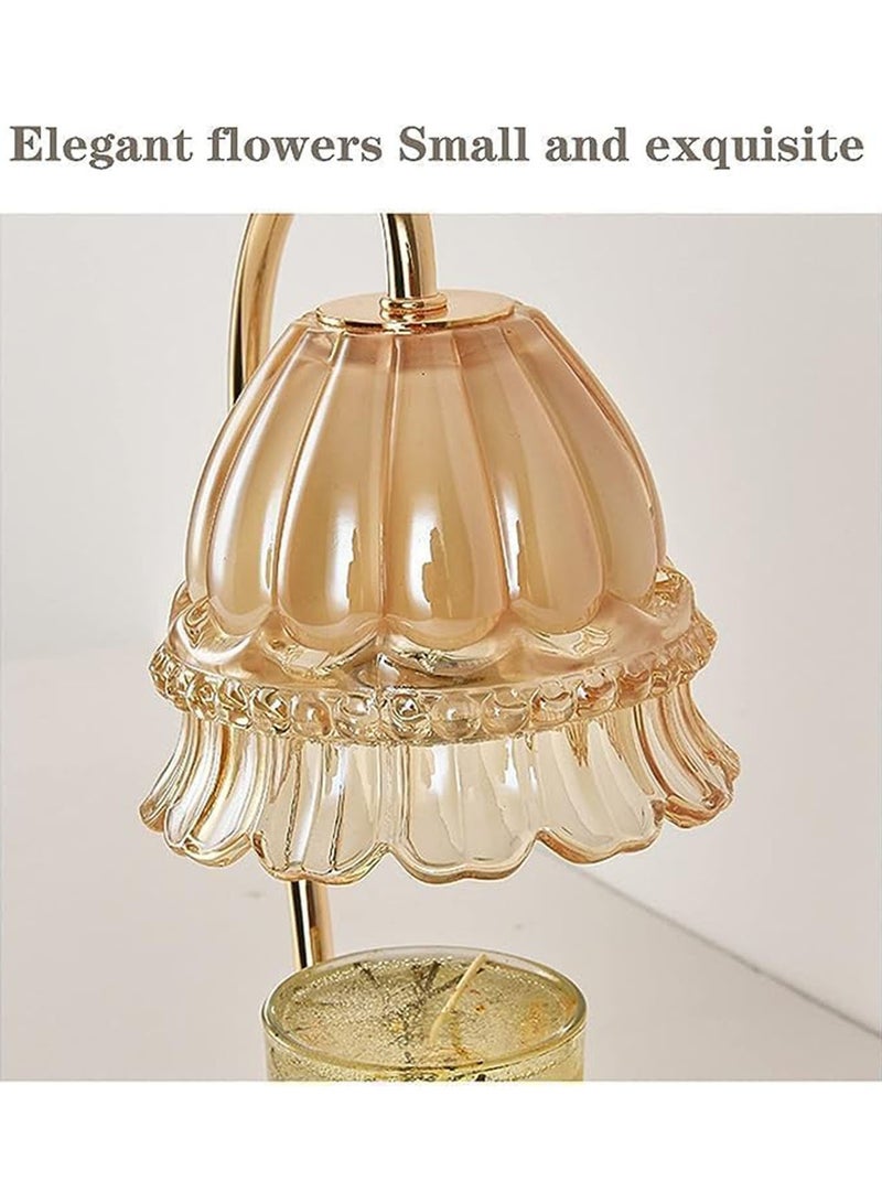 GT-Wheel Candle Warmer Lamp with Dimmer and 2 Bulbs Crystal Flower Shade Candle Wax Melter Adjustable Heat for Small & Large Jars - Image 3