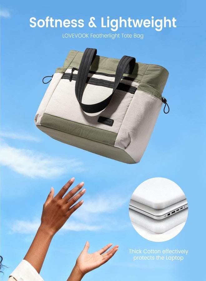 LOVEVOOK Tote Bag for Women, Green-white-black, M-15.6 Inch - Image 5