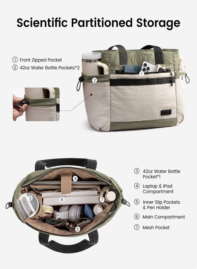 LOVEVOOK Tote Bag for Women, Green-white-black, M-15.6 Inch - Image 4