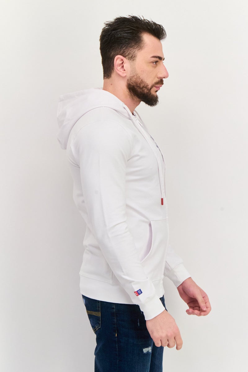 Hurley سويت شيرت رجالي بأكمام طويلة وغطاء رأس مع طباعة جرافيك، مجموعة بيضاء - Image 2