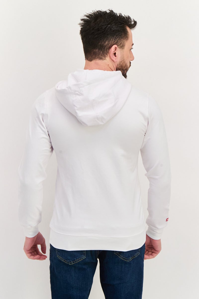 Hurley سويت شيرت رجالي بأكمام طويلة وغطاء رأس مع طباعة جرافيك، مجموعة بيضاء - Image 3