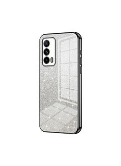 HuHa Case Cover For Realme X7 Pro Ultra Gradient Glitter Powder Electroplated Phone Case Black 