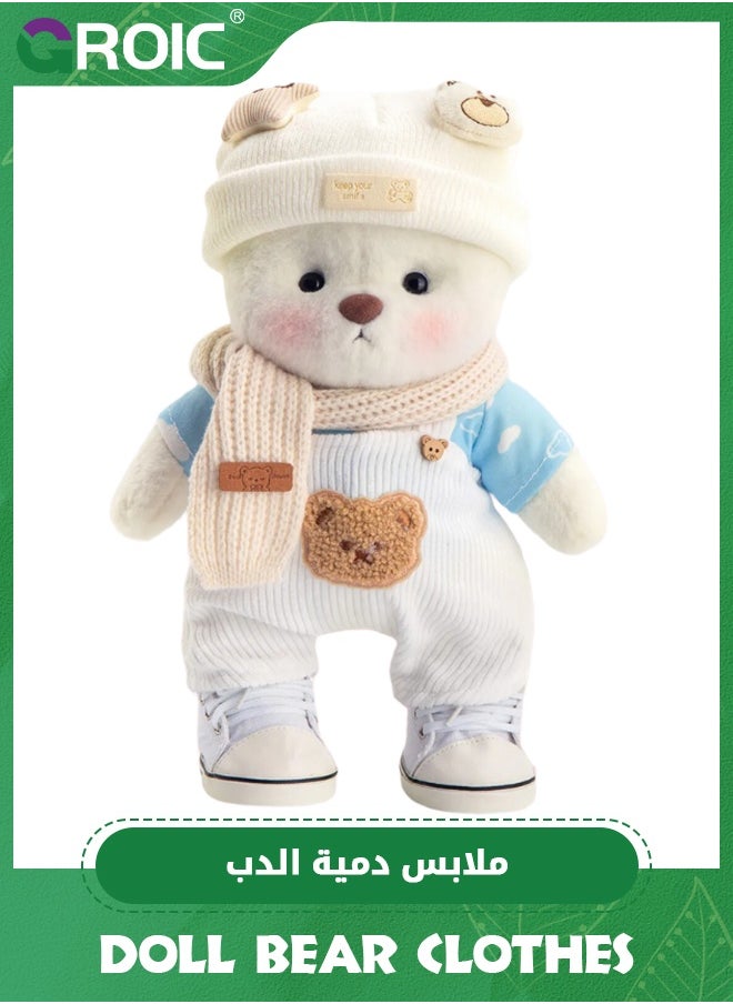 GROIC 5 Pcs Joint Teddy Bear Doll Clothes, 30CM Plush Doll Clothes Set, Cute Stuffed Animal Clothing Accessories Gift for Kids Girls Women Birthday (Overalls Suit)  - Image 2