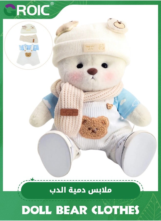 GROIC 5 Pcs Joint Teddy Bear Doll Clothes, 30CM Plush Doll Clothes Set, Cute Stuffed Animal Clothing Accessories Gift for Kids Girls Women Birthday (Overalls Suit)  - Image 1