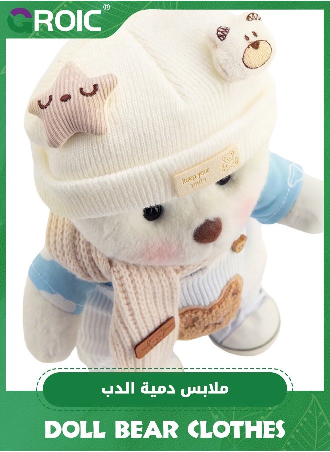 GROIC 5 Pcs Joint Teddy Bear Doll Clothes, 30CM Plush Doll Clothes Set, Cute Stuffed Animal Clothing Accessories Gift for Kids Girls Women Birthday (Overalls Suit)  - Image 4