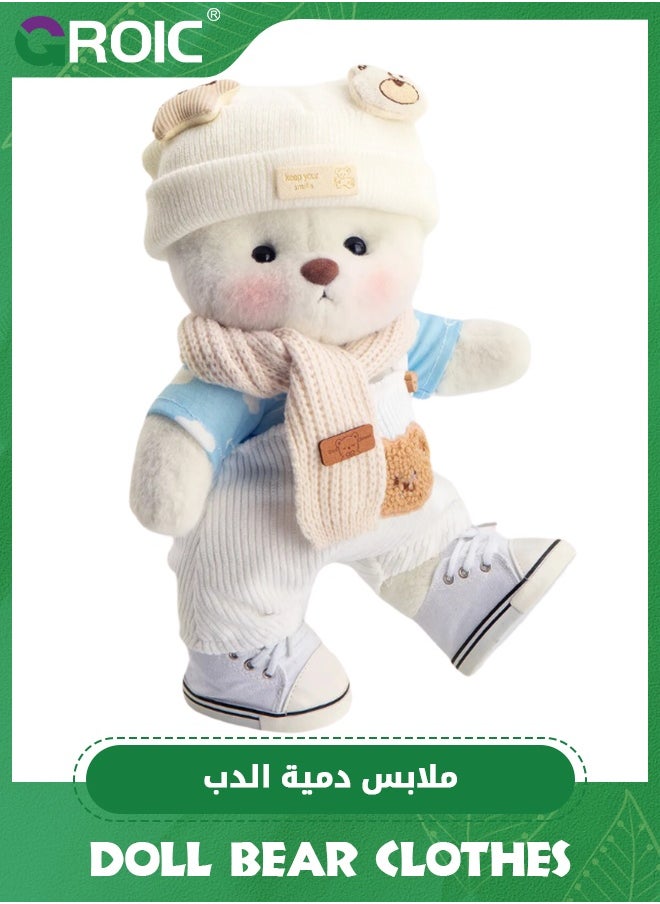 GROIC 5 Pcs Joint Teddy Bear Doll Clothes, 30CM Plush Doll Clothes Set, Cute Stuffed Animal Clothing Accessories Gift for Kids Girls Women Birthday (Overalls Suit)  - Image 3