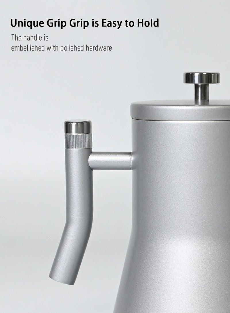 EqiEch Gooseneck Kettle V60 Coffee Kettle Stainless Steel Long Narrow Spout Tea Pot 650ml Silver - Image 4