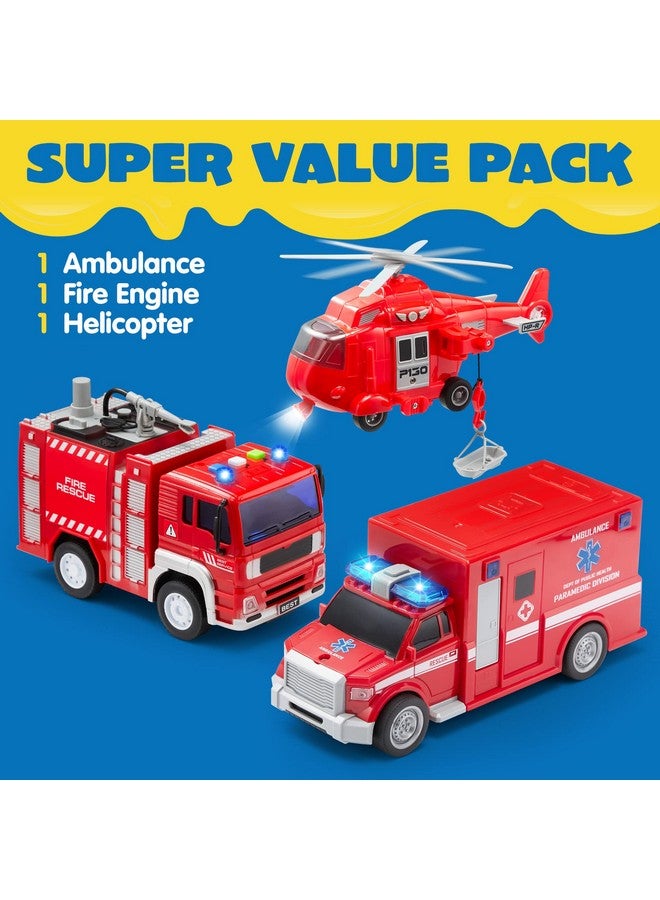 JOYIN Toddler Fire Truck Toys For 3 4 5 6 7 Year Old Boys Fire Engine Emergency Vehicle Kids Toys Firetruck Friction Powered Car With Lights And Sounds Birthday Gifts For Boys Girls Age 3 9 - Image 2