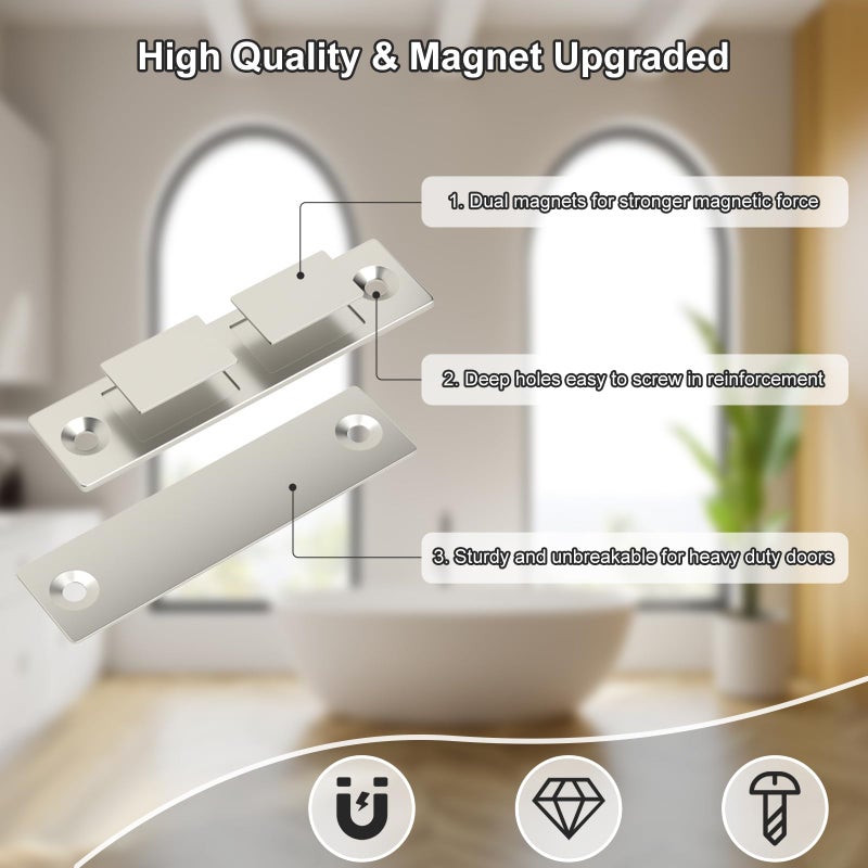 Jiayi Magnetic Door Catch, Jiayi 30 LB Cabinet Door Magnetic Catch Heavy Duty, 2 Pack Magnets Door Closer, Screw on Magnet Closet Door Catch, Double Drawer Magnets Latch for Wardrobe Cabinets Closing - Image 5