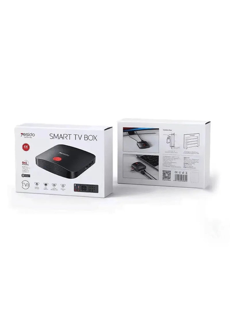 TV11 Smart TV Box With 4K Decoding 6 In 1 Multipurpose Black