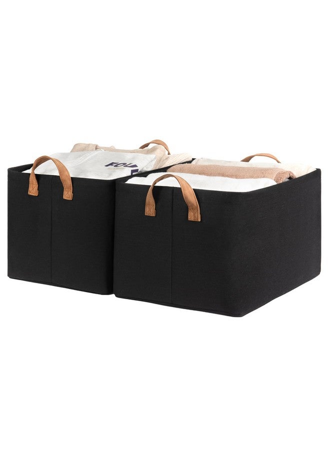 StorageWorks Storage Bins, Shelves Baskets for Organizing, 45L Extra Large Fabric Closet Organizers with Handles, Metal Frame, Black, 2-Pack - Image 1