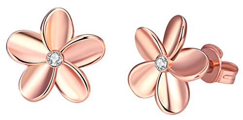 Cutesmile Fashion Classic Jewellery 18k White Gold/Rose Gold Flower Zirconia Stud Earrings (Rose Gold) - Image 1