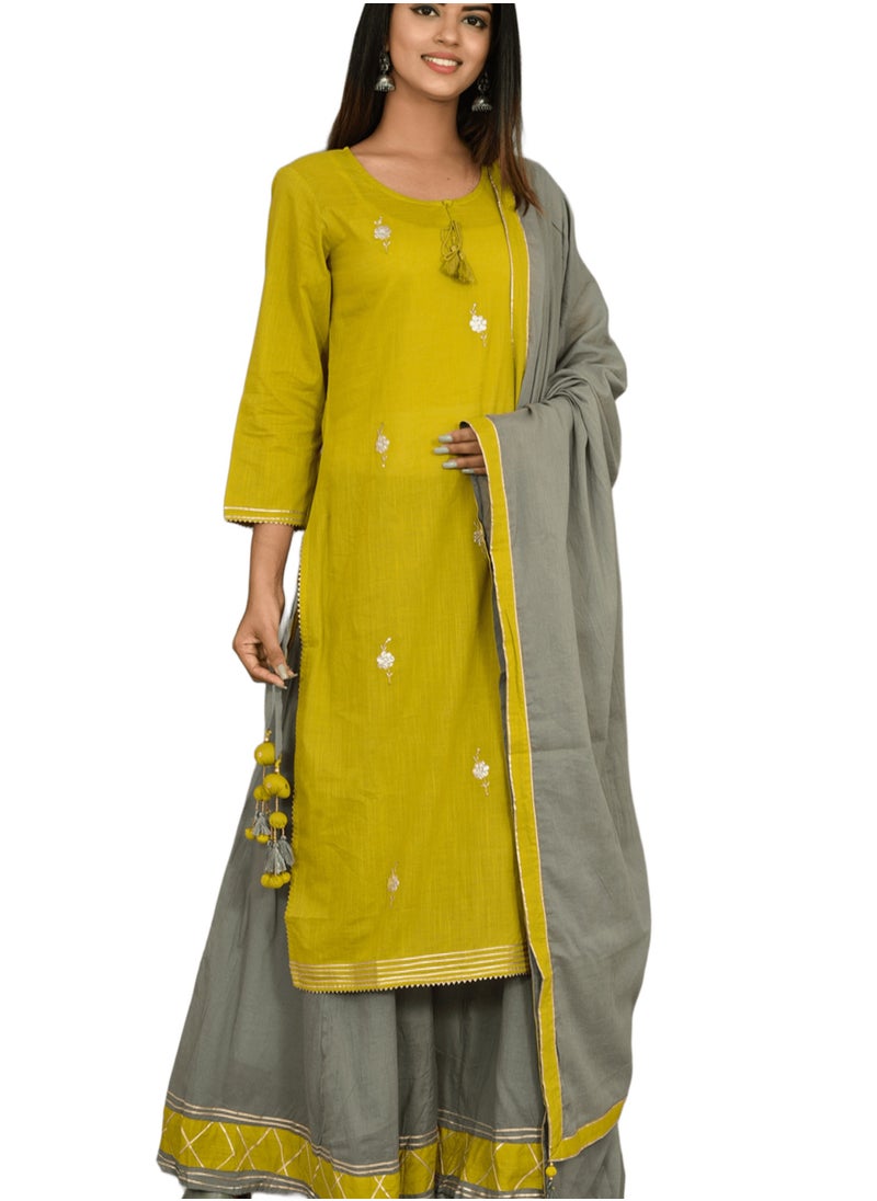 Elegant Green & Grey Embroidered Kurta Sharara Set with Dupatta - pzsku/ZA0053638C30A06B8B0B1Z/45/1741333472/7e27b7ec-a411-4cee-88ae-610e5ddbe42c