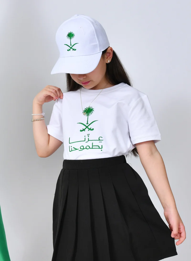 HAWRAA ABAYA White cap with the two swords and palm tree logo embroidery (for adults and children)
