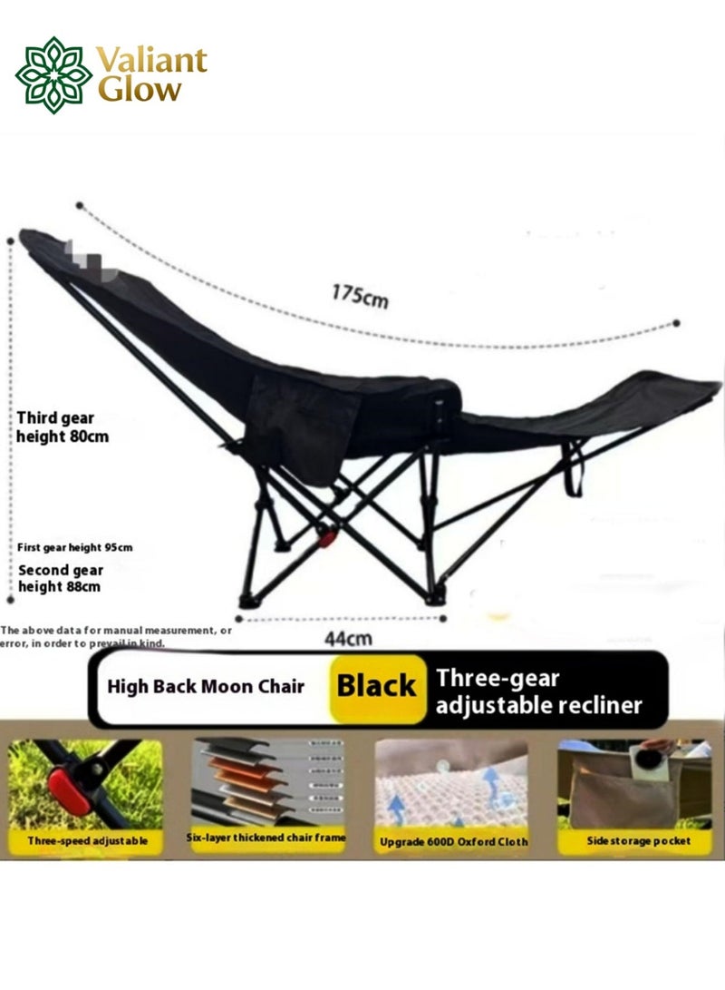 Valiant Glow Outdoor portable camping chair | reclining chair | three-position adjustable angle | lightweight folding camping chair, 200 kg load capacity, high-back padded beach chair with armrests and portable carrying case, suitable for camping, traveling, hiking and beach activities. - Image 2