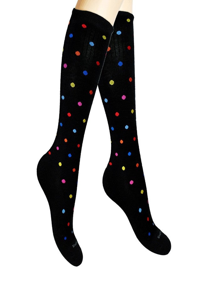 SocksLane Cotton Compression Socks for Women & Men. 15-20 mmHg Support Knee-High (Color Dots, Small-Medium) - Image 1