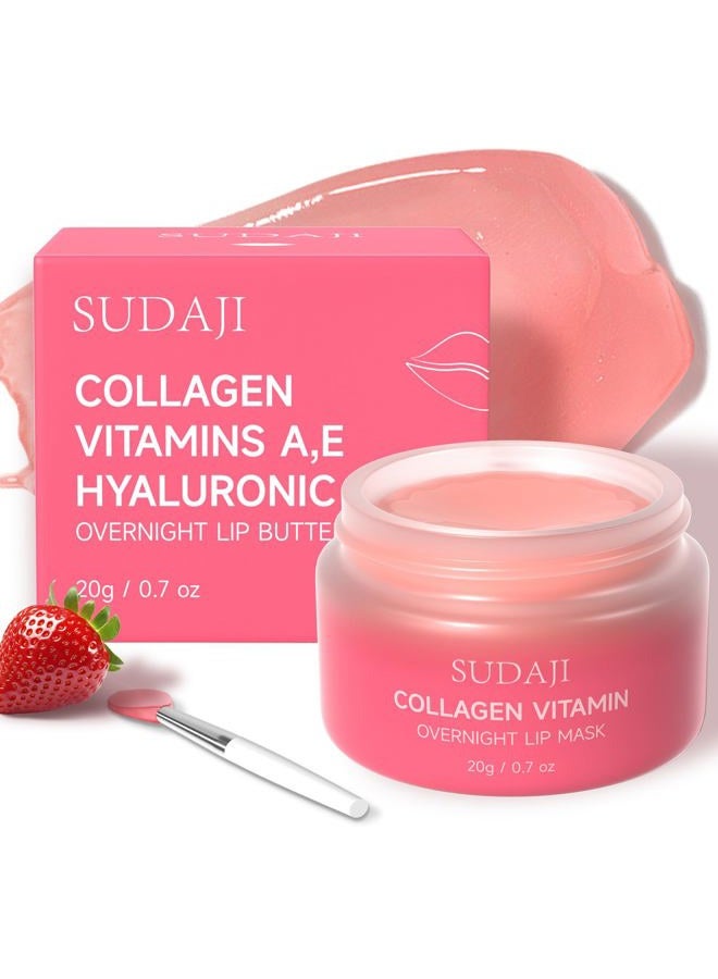 SUDAJI Collagen Lip Mask, Hydrating Lip Balm, Overnight Moisture Lip Butter with Hyaluronic Acid & Aloe Vera, Sleeping Nourishing Lip Butter Balm - Image 1