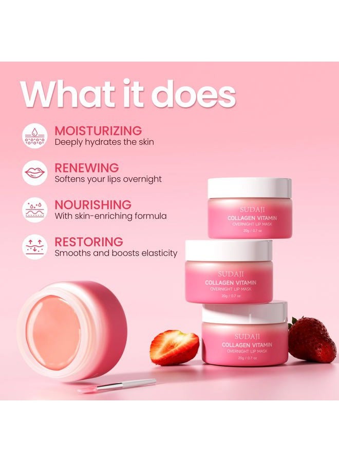 SUDAJI Collagen Lip Mask, Hydrating Lip Balm, Overnight Moisture Lip Butter with Hyaluronic Acid & Aloe Vera, Sleeping Nourishing Lip Butter Balm - Image 4
