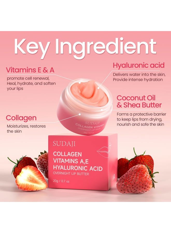 SUDAJI Collagen Lip Mask, Hydrating Lip Balm, Overnight Moisture Lip Butter with Hyaluronic Acid & Aloe Vera, Sleeping Nourishing Lip Butter Balm - Image 3