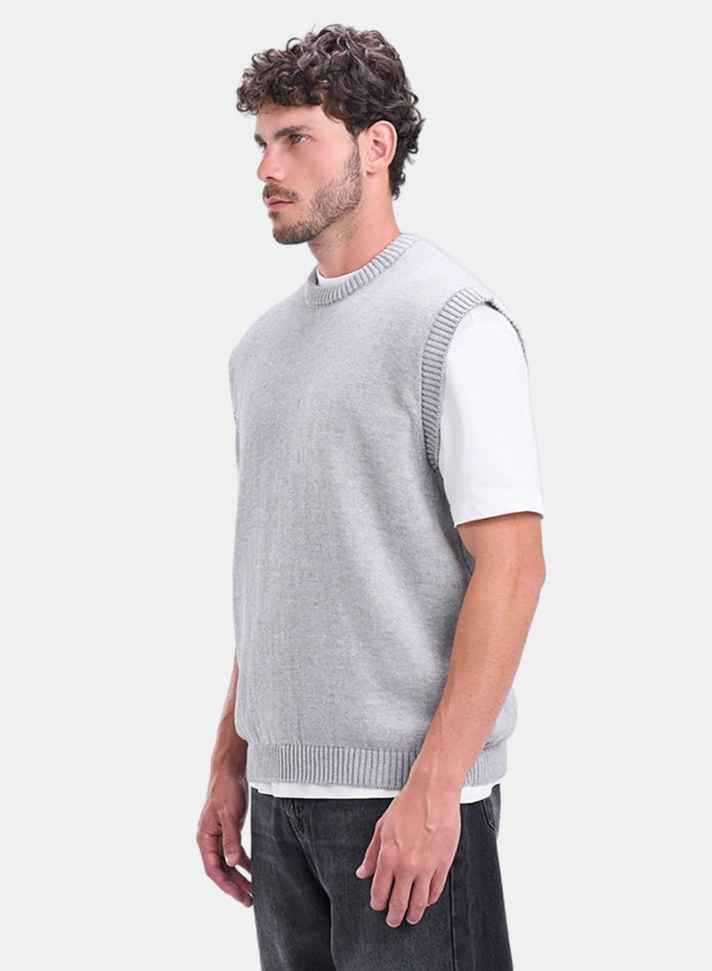 bowline Grey Round Knitwear Vest - Image 1