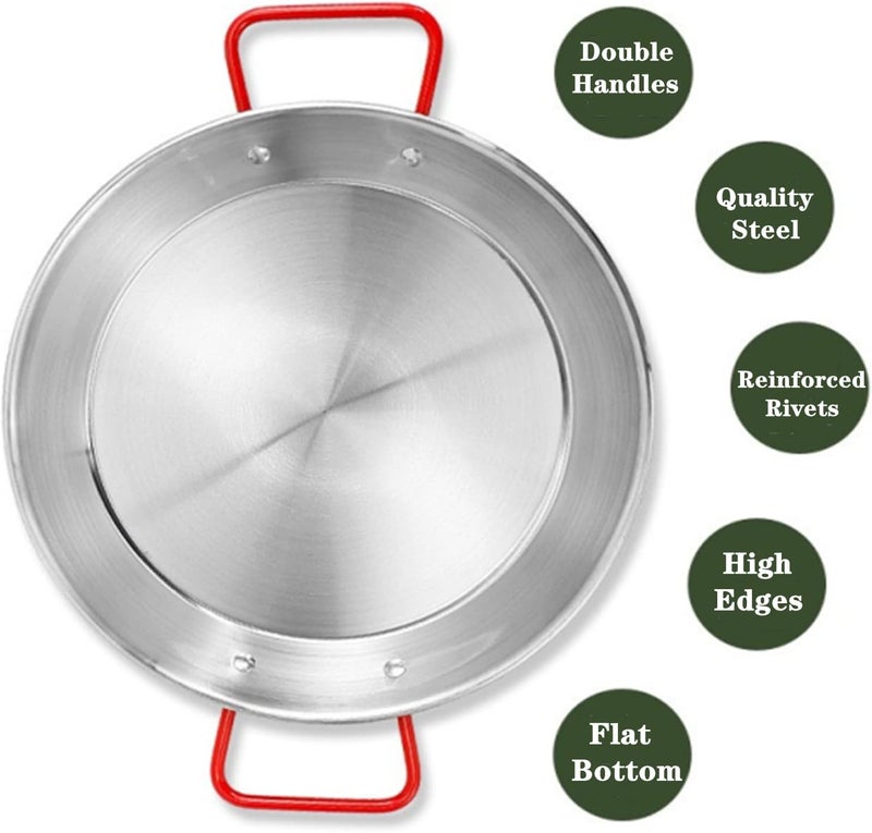 Lyellfe طقم من 2 مقلاة بايلا من الفولاذ المقاوم للصدأ، مقلاة بايلا بقطر 12-1/2 بوصة مع مقHandles مزدوجة، مقالي غير لاصقة للتخييم والتجمع، آمنة للاستخدام في الفرن والحث، 32 سم - Image 3