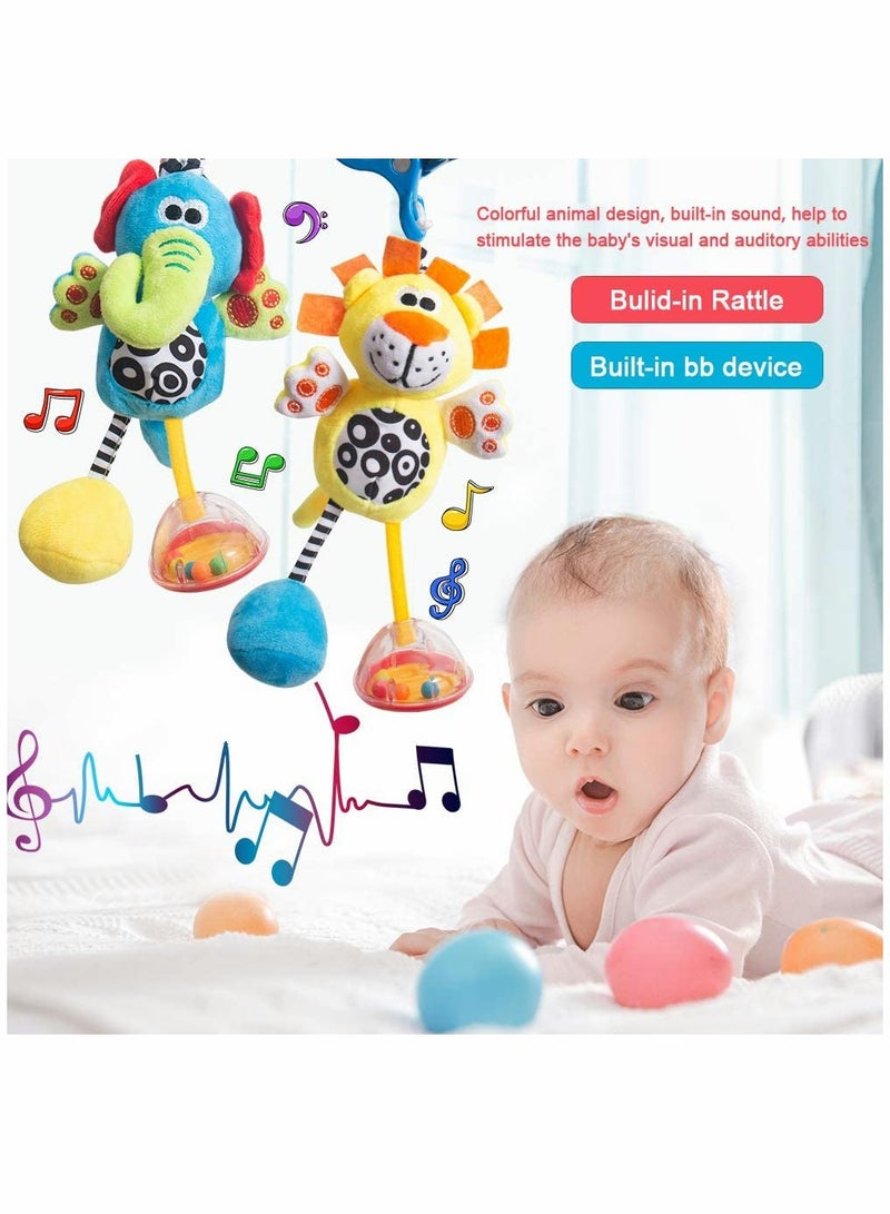 SOLARAE Baby Toys, Hanging Rattle Toys for Babies Soft Plush Stuffed Animal Rattles Stroller Accessory for Infant Car Bed Crib Babies Boys and Girls 3 6 9 12 Months - Image 2