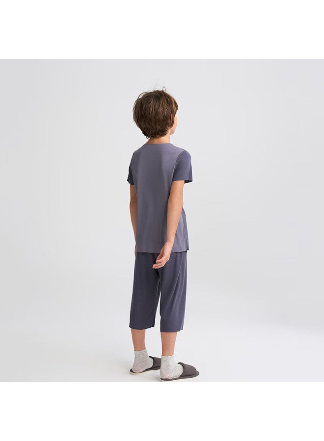 Aimer kids طقم نوم منزلي للأطفال من Aimer Kids بخصائص امتصاص الرطوبة ومضاد للبكتيريا للفتيان والفتيات، لون رمادي هادئ 110 - Image 3