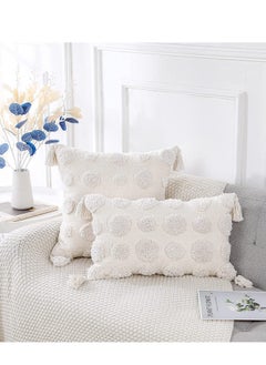 Pillow Covers of White Tufted Throw, with Tassel 12x20 inch, Soft Cream Chenille Decorative Lumbar Cushion Case Pillowcase for Couch Sofa Bedroom Living Room Farmhouse - pzsku/ZA00589E8607722659549Z/45/_/1721845410/54867055-371a-43d6-969e-3563bcd76cd1