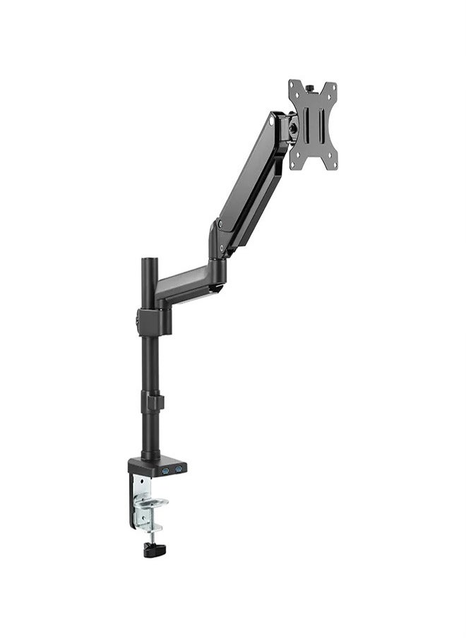 Skill Tech SHT26 C012UP Premium Single Monitor Aluminum Pole Mounted Gas Spring Monitor Arm With USB Ports For Most 17"-32" Screens, VESA 100x100, Max Load Capacity 8 Kg  - Image 1