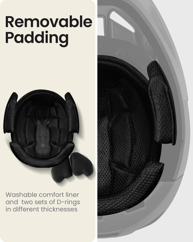 OutdoorMaster خوذة دراجة جبلية كاملة الوجه للرجال والنساء - وسادتين ذقن قابلتين للإزالة، تهوية، خفيفة الوزن لسباق الداون هيل DH BMX MTB (غريزلي، أسود نيزكي، صغير) - Image 5