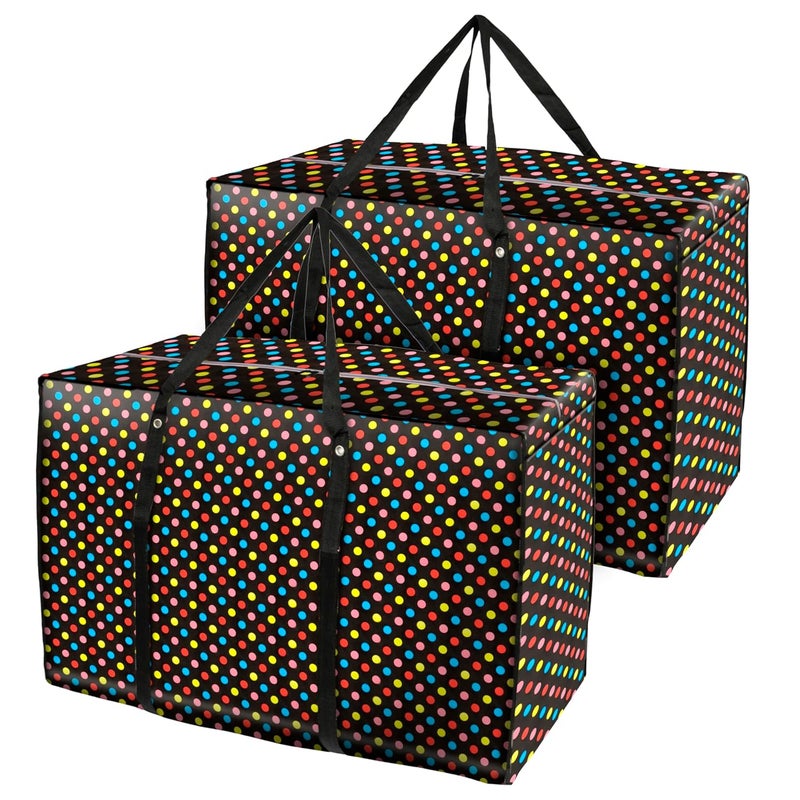 Storite 2 Pack MultiPurpose Plastic Heavy Duty 145 L Moisture Proof Jumbo Size Underbed Storage BagToysStationery PaperClothes Storage BagMoving Bags with Strong Handle 88x59x28cmMulticolor - Image 1