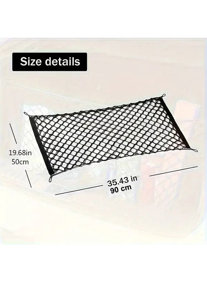 Black Double Layer Vertical Trunk Storage Mesh Bag 19 69x43 31 Inch With Hooks For Car Motorcycle Bike Truck ATV - Image 2