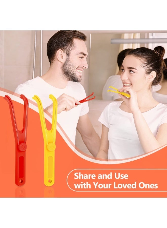 2Pcs Reusable Dental Floss Handle Holder, Refillable Oral Cleaning Tool for Daily Teeth Care (Red, Yellow) - Image 4