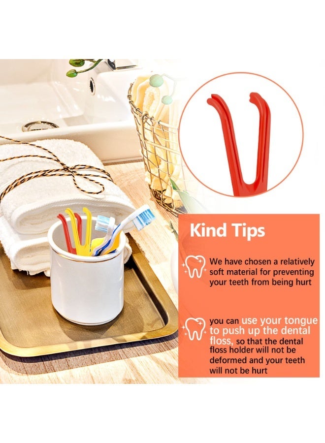 2Pcs Reusable Dental Floss Handle Holder, Refillable Oral Cleaning Tool for Daily Teeth Care (Red, Yellow) - Image 3