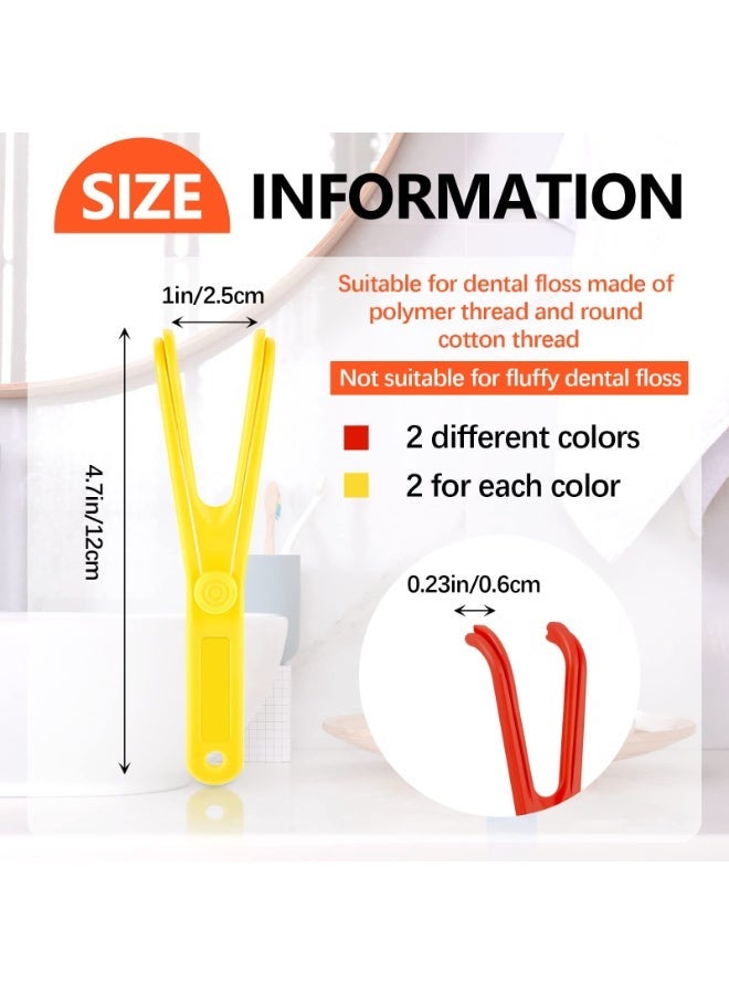 2Pcs Reusable Dental Floss Handle Holder, Refillable Oral Cleaning Tool for Daily Teeth Care (Red, Yellow) - Image 2