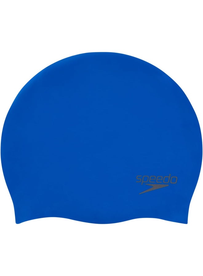 Speedo Unisex Adult Plain Moulded Silicone Swim Cap - Neon Blue - Image 1