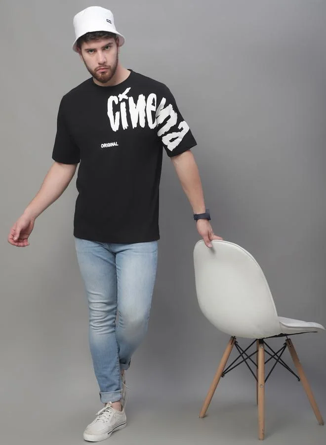 Styli Men Black Graphic Print Oversized T-Shirt By Door74