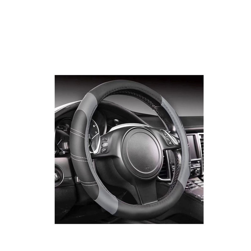 SOLARAE Car Steering Wheel Cover, Universal 15 Inch, Car Accessory for Diverse Cars, Breathable Microfiber Leather Sporty Auto Steering Wheel Protector, Car Interior Accessories (Gray) - Image 1