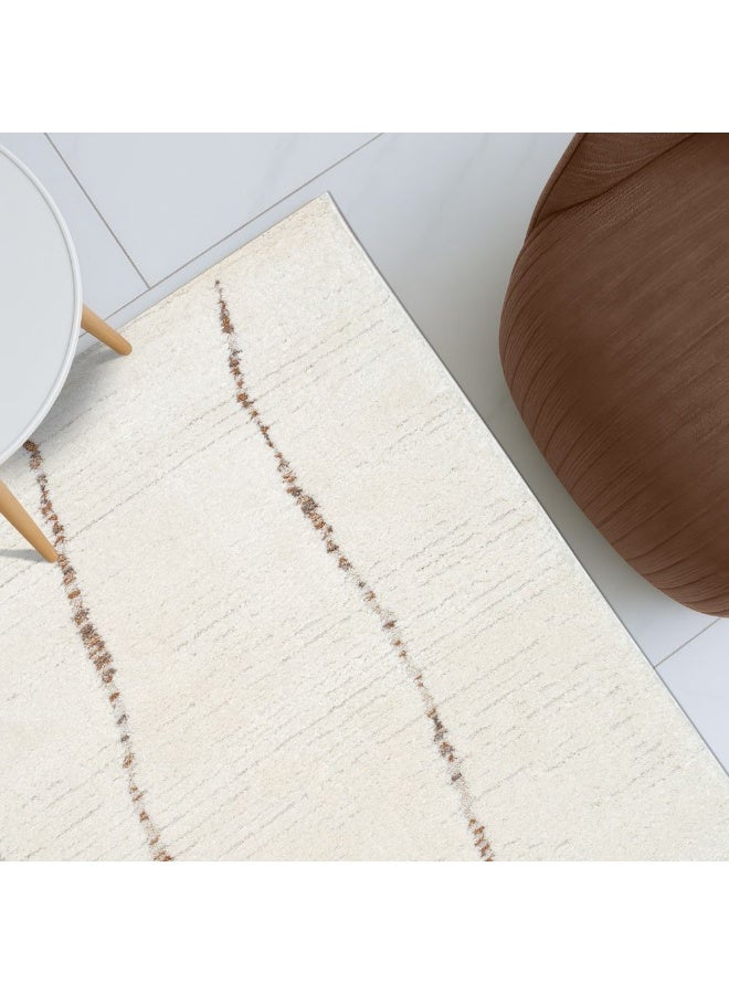 DANUBE HOME La Perle Modern Abstracts Rug |Washable Modern Rugs Style | Polypropylene+Polyester Area Rug Floor Covering | Indoor Carpet For Living Room Dining Bedroom 240X340cm-White Rust-231200400515 - Image 1